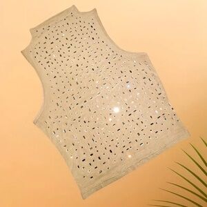 Nude mesh rhinestone top — elegant going‑out piece